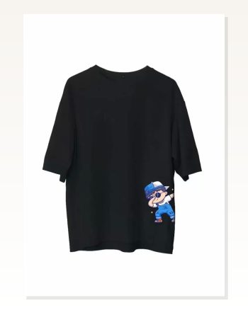 Sanatsal Baskılı Unisex Siyah Noir Serisi Oversize Tişört
