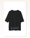 Baskılı Unisex Günlük Stil Siyah Shadow Effect Oversize Tişört