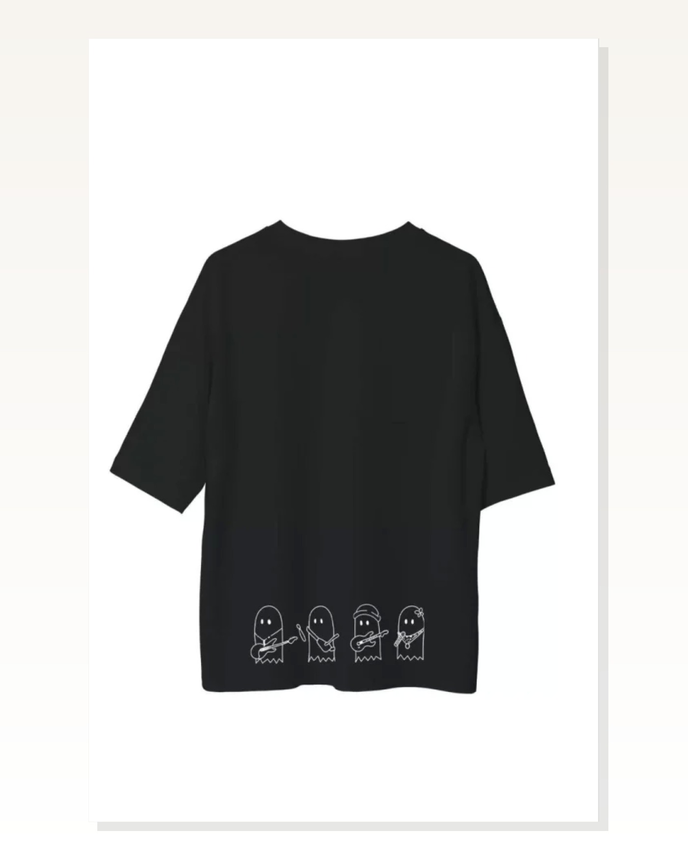 Baskılı Unisex Günlük Stil Siyah Shadow Effect Oversize Tişört Marketplace blank