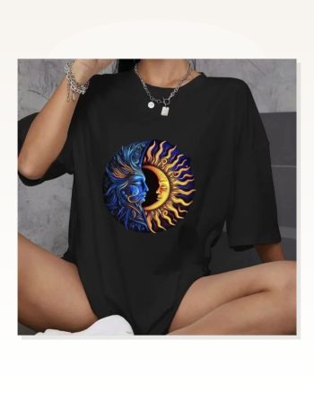 Baskılı Unisex Günlük Stil Siyah Karbon Siyahı Özel Seri Oversize Tişört