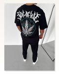Baskılı Unisex Günlük Stil Siyah İkonik Sembol Oversize Tişört Marketplace