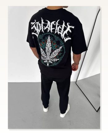Baskılı Unisex Günlük Stil Siyah İkonik Sembol Oversize Tişört