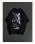 Baskılı Unisex Günlük Stil Siyah High-End Streetwear Oversize Tişört Marketplace