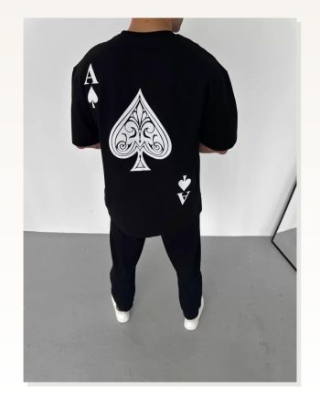 Baskılı Unisex Günlük Stil Siyah Urban Street Yazı Oversize Tişört