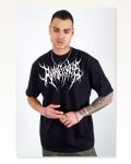 Baskılı Unisex Günlük Stil Siyah Urban Streetwear Yazı Oversize Tişört