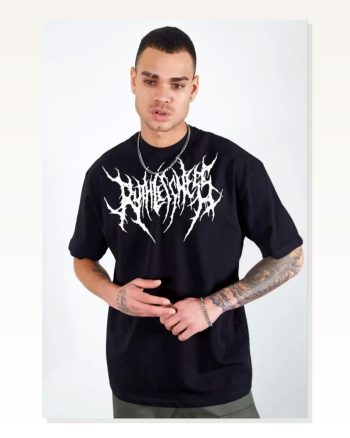 Baskılı Unisex Günlük Stil Siyah Urban Streetwear Yazı Oversize Tişört
