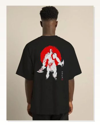 Baskılı Unisex Günlük Stil Siyah Shadow Effect Oversize Tişört