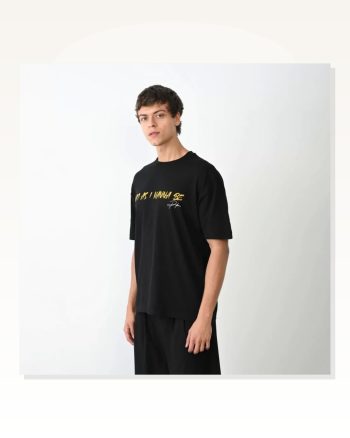 Sanatsal Baskılı Unisex Siyah Noir Serisi Oversize Tişört