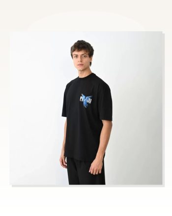 Baskılı Unisex Günlük Stil Siyah Hip-hop Kültürü Rahat Kalıp Tişört