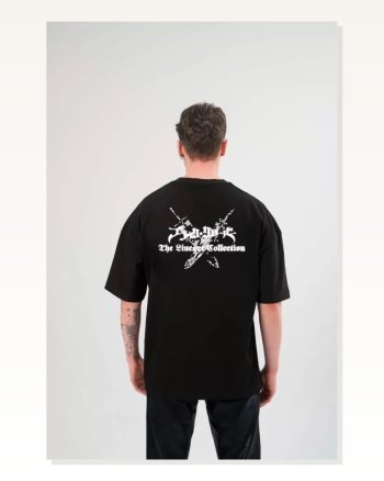 Baskılı Unisex Günlük Stil Siyah Geometrik Soyutlama Oversize Tişört