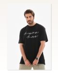 Baskılı Unisex Günlük Stil Siyah Bisiklet Yaka Oversize Tişört