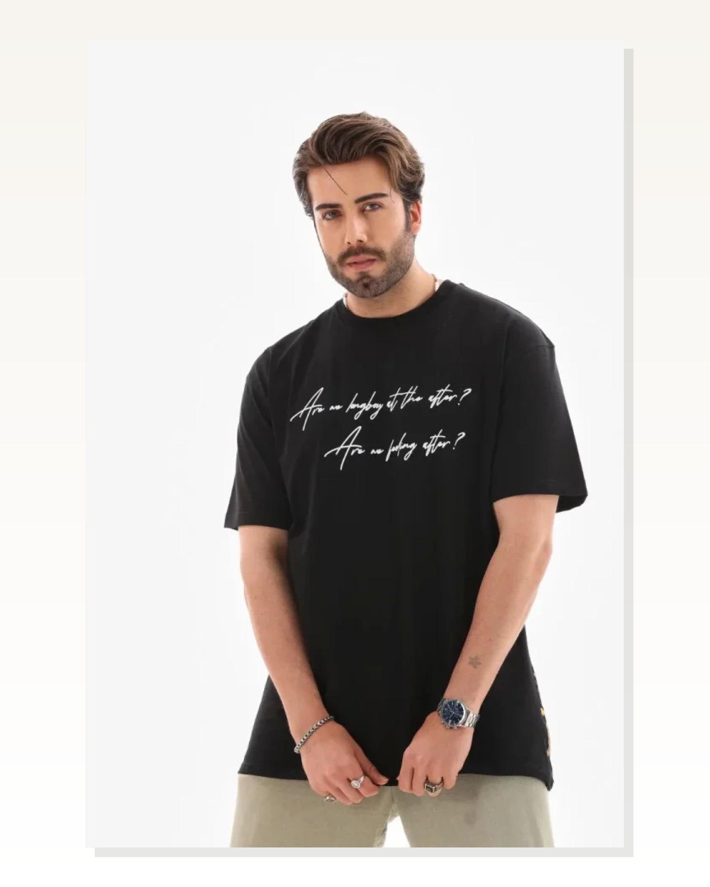 Baskılı Unisex Günlük Stil Siyah Bisiklet Yaka Oversize Tişört Marketplace blank