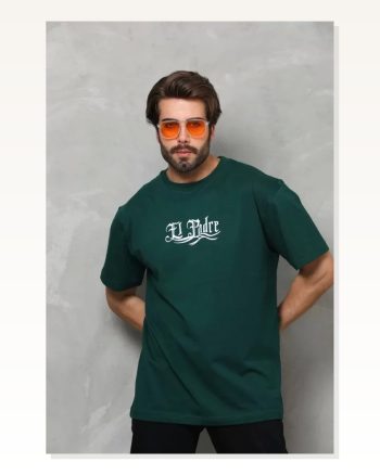 Baskılı Unisex Günlük Stil Haki Yeşil Doğa Temalı Oversize Tişört