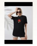 Baskılı Kadın Günlük Stil Siyah İkonik Logo Standart Kalıp Tişört Marketplace