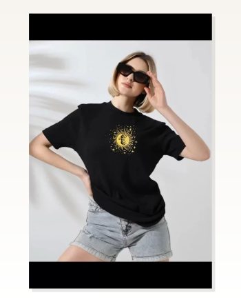 Baskılı Unisex Günlük Stil Siyah Karakter Figür Pamuklu Tişört