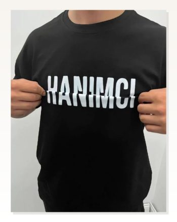 Baskılı Unisex Günlük Stil Siyah Kolu Katlanan Özel Tasarım Tişört