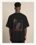 Unisex Günlük Stil Siyah Doğal Dokulu Bisiklet Yaka Oversize Tişört Marketplace