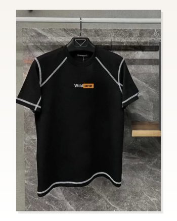 Unisex Dikişli Baskılı Oversize T-shirt Siyah