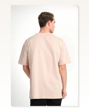 Unisex Günlük Stil Kum Beji Sade Tasarım Rahat Kesim Tişört