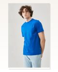 Unisex Günlük Stil İndigo Mavi %100 Pamuklu Basic Bisiklet Yaka Tişört