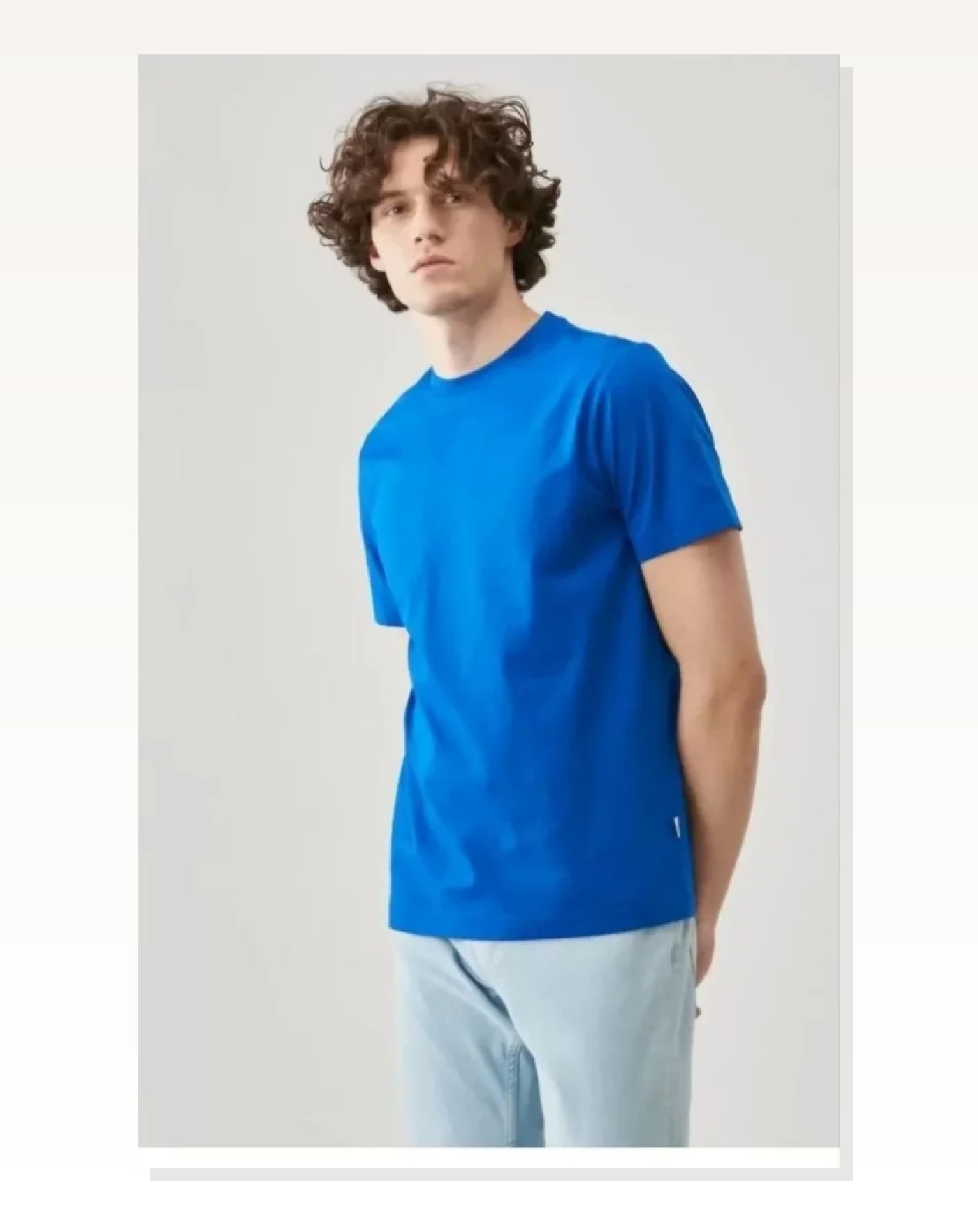 Unisex Günlük Stil İndigo Mavi %100 Pamuklu Basic Bisiklet Yaka Tişört Marketplace blank
