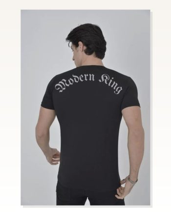 Unisex Günlük Stil Siyah File Detaylı Street Style Tasarım Tişört