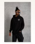 Kadın Desenli Günlük Stil Siyah Dark Edition Soyut Kapüşonlu Sweatshirt
