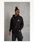 Baskılı Kadın Günlük Stil Siyah Urban Streetwear Yazı Kapüşonlu Sweatshirt Marketplace