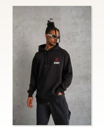 Kadın Baskılı Günlük Stil Siyah Urban Streetwear Yazı Kapüşonlu Sweatshirt