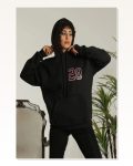 Kadın Baskılı Günlük Stil Siyah Grunge Estetik Tasarım Kapüşonlu Sweatshirt