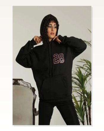 Kadın Baskılı Günlük Stil Siyah Grunge Estetik Tasarım Kapüşonlu Sweatshirt