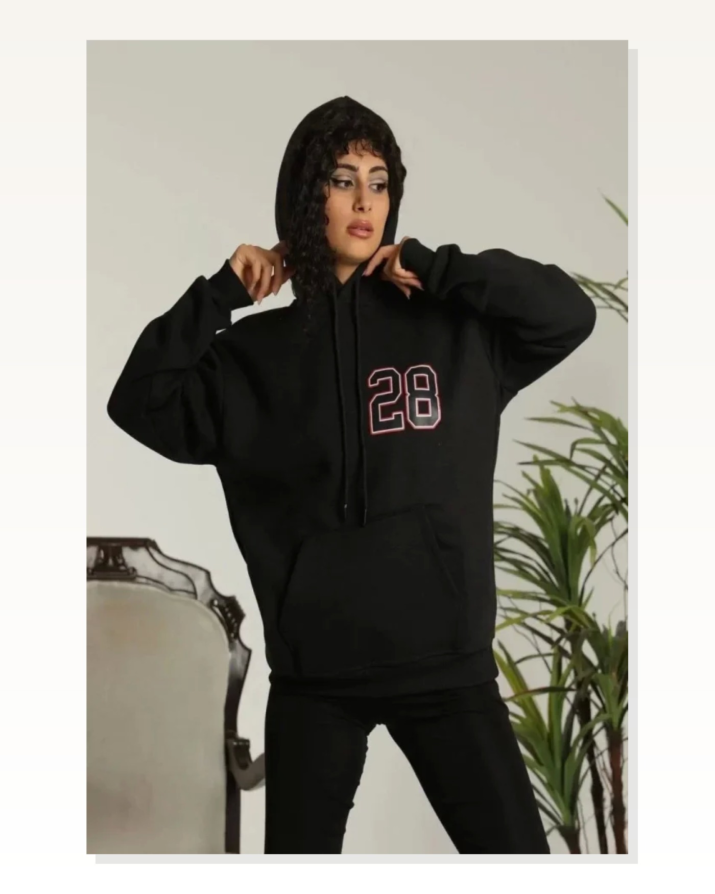 Baskılı Kadın Günlük Stil Siyah Grunge Estetik Tasarım Kapüşonlu Sweatshirt Marketplace blank