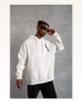 Desenli Kadın Beyaz Retro İllüstrasyon Uzun Kol Kapüşonlu Sweatshirt Marketplace