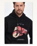 Kadın Baskılı Günlük Stil Siyah Üç İplik Karakter Silüet Oversize Sweatshirt
