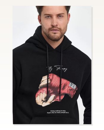 Kadın Baskılı Günlük Stil Siyah Üç İplik Karakter Silüet Oversize Sweatshirt