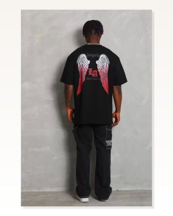 Grafik Baskılı Unisex Salaş Stil Siyah Oversize Bisiklet Yaka Tişört