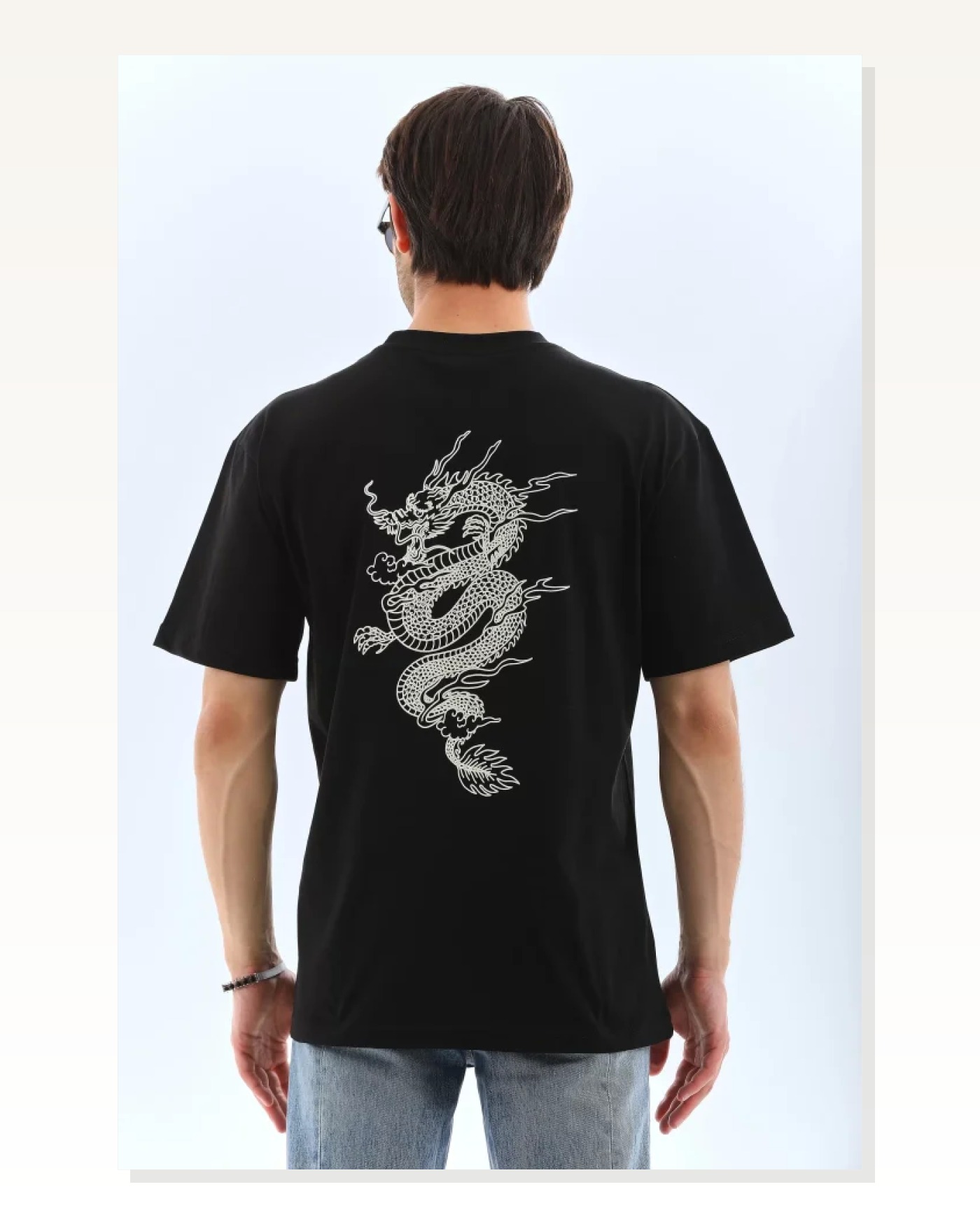 Modern Sanat Baskılı Unisex Siyah Oversize Bisiklet Yaka Tişört Marketplace blank