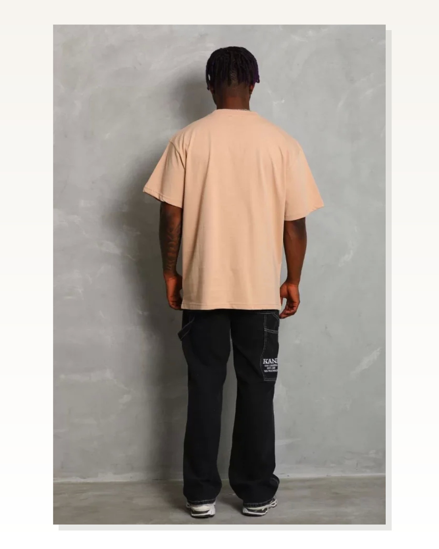 Düz Dokulu Unisex Salaş Stil Bej Oversize Bisiklet Yaka Tişört Marketplace blank
