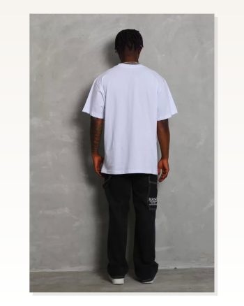 Unisex Salaş Stil Düz Optik Beyaz Oversize Bisiklet Yaka Tişört