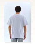 Unisex Salaş Stil Beyaz Oversize Düz Bisiklet Yaka Tişört