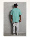 Unisex Salaş Stil Mint Yeşili Oversize Düz Bisiklet Yaka Tişört