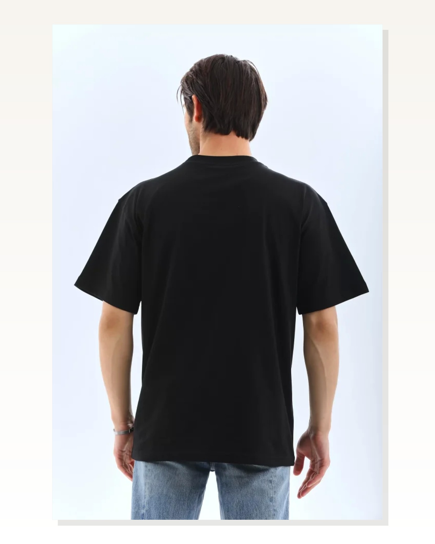 Grafik Baskılı Unisex Minimalist Siyah Oversize Bisiklet Yaka Tişört Marketplace blank