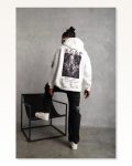 Kadın Günlük Stil Beyaz Sırt Tasarım Detaylı Üç İplik Oversize Sweatshirt