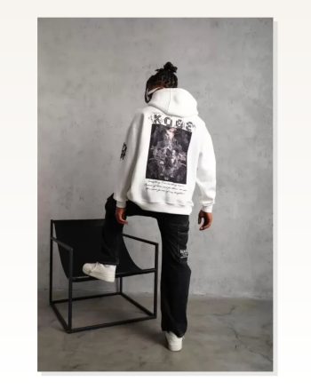 Kadın Günlük Stil Beyaz Sırt Tasarım Detaylı Üç İplik Oversize Sweatshirt
