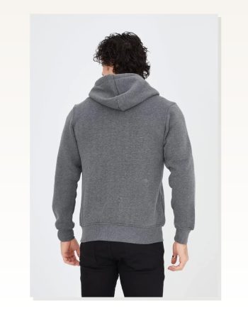 Kadın Günlük Stil Füme Rengi Tam Fermuarlı Dik Yaka Kapüşonlu Sweatshirt