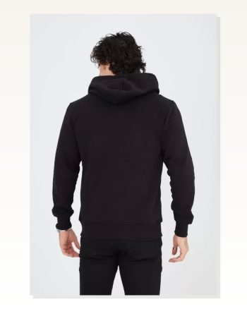 Unisex Günlük Stil Siyah Tam Fermuarlı Rahat Form Kapüşonlu Sweatshirt
