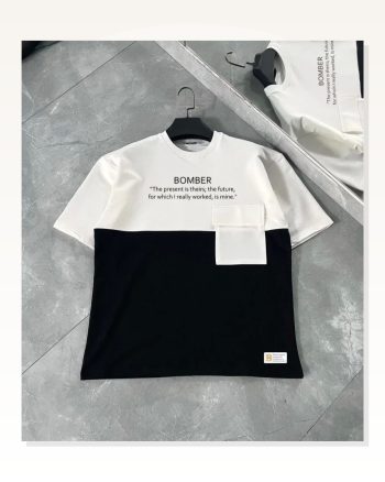Unisex Günlük Stil Siyah Urban Style Kargo Cepli Tişört