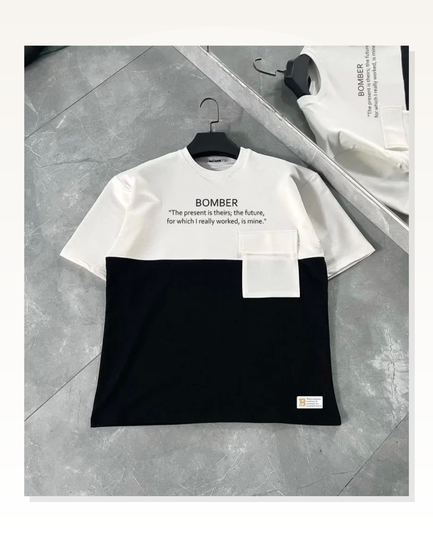 Unisex Günlük Stil Siyah Urban Style Kargo Cepli Tişört Marketplace blank