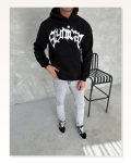 Unisex Üç İplik Kapşonlu Baskılı SweatShirt – Siyah Marketplace
