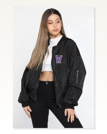 Unisex Siyah Premium Gabardin Dokulu Bomber Ceket
